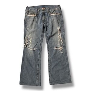 Mens True Religion Distressed Denim Jeans